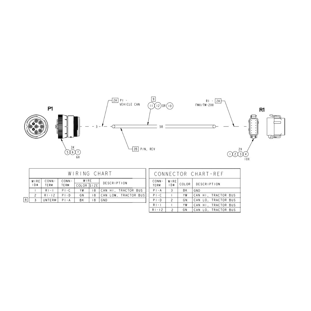 Cable Assy FarmStream CAN diagnostic port to FMX/TM-200