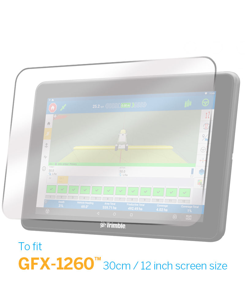 Trimble anti -glare screen protector. Anti-glare screen protector kit, GFX-1260 / XCN-1260. 129942 display screen protect GFX 1260 12 inch, 30 centimetre